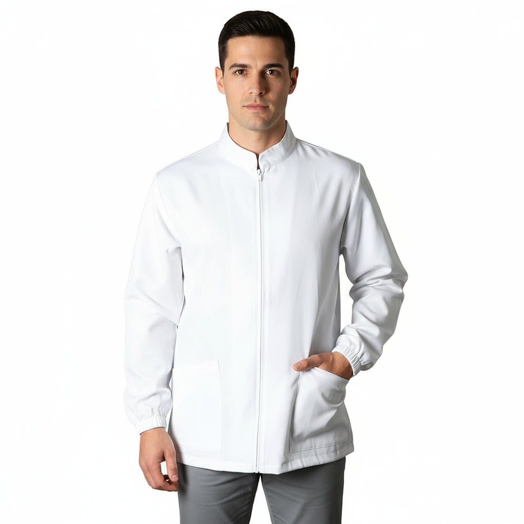 Camice da Lavoro Unisex con ZIP e Collo Coreano – 100% Cotone Piquet | Cod. 7579