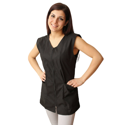 camice da lavoro donna,Casacca giromanica ZIP "Nero" Cod: 2006