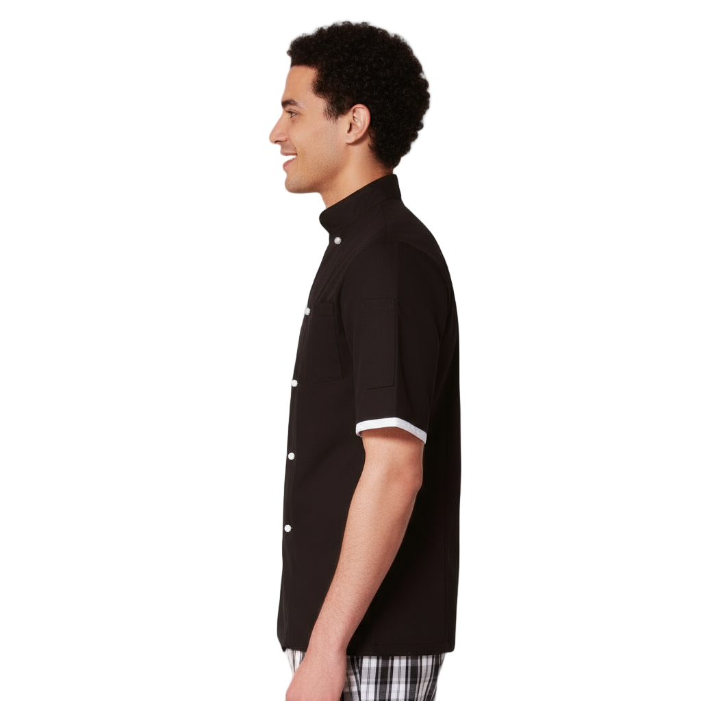 Giacca Cuoco Light Nera - Mezza Manica, 100% Cotone, Antistiro | Cod. 7693