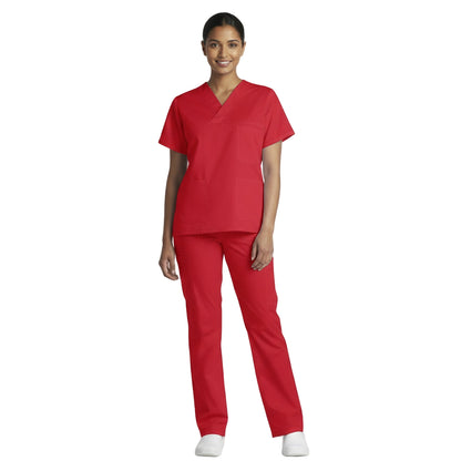 Divisa da Lavoro Completa Unisex Rossa – Casacca + Pantaloni, Scollo V | Cod. 28088
