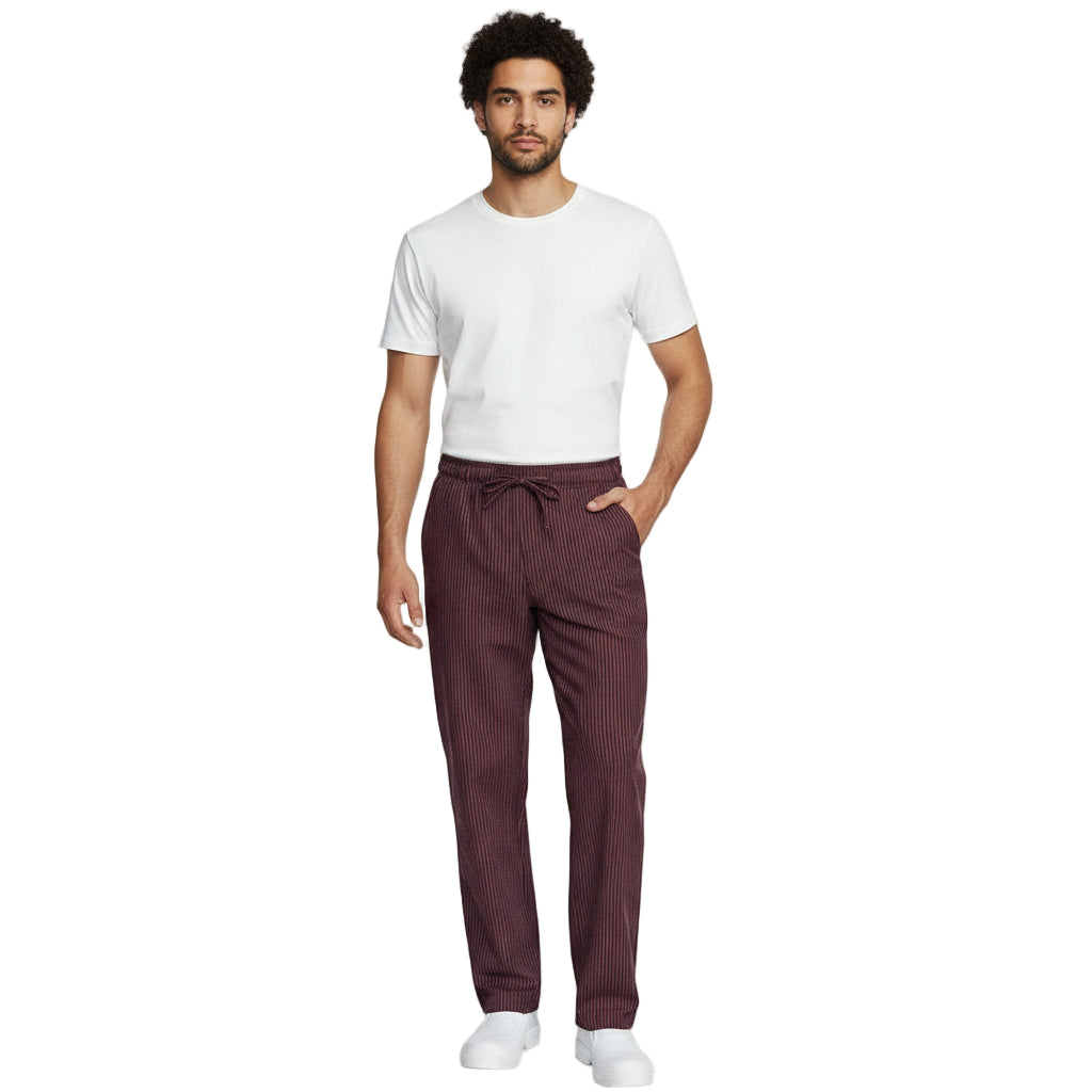 Pantaloni da Cuoco Rigati Bordeaux Regular Fit – Unisex | Cod. 7906