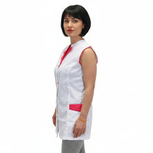 Lade das Bild in den Galerie-Viewer, Casacca,camice da lavoro giromanica, bianco inserto "fuchsia" Cod:7036
