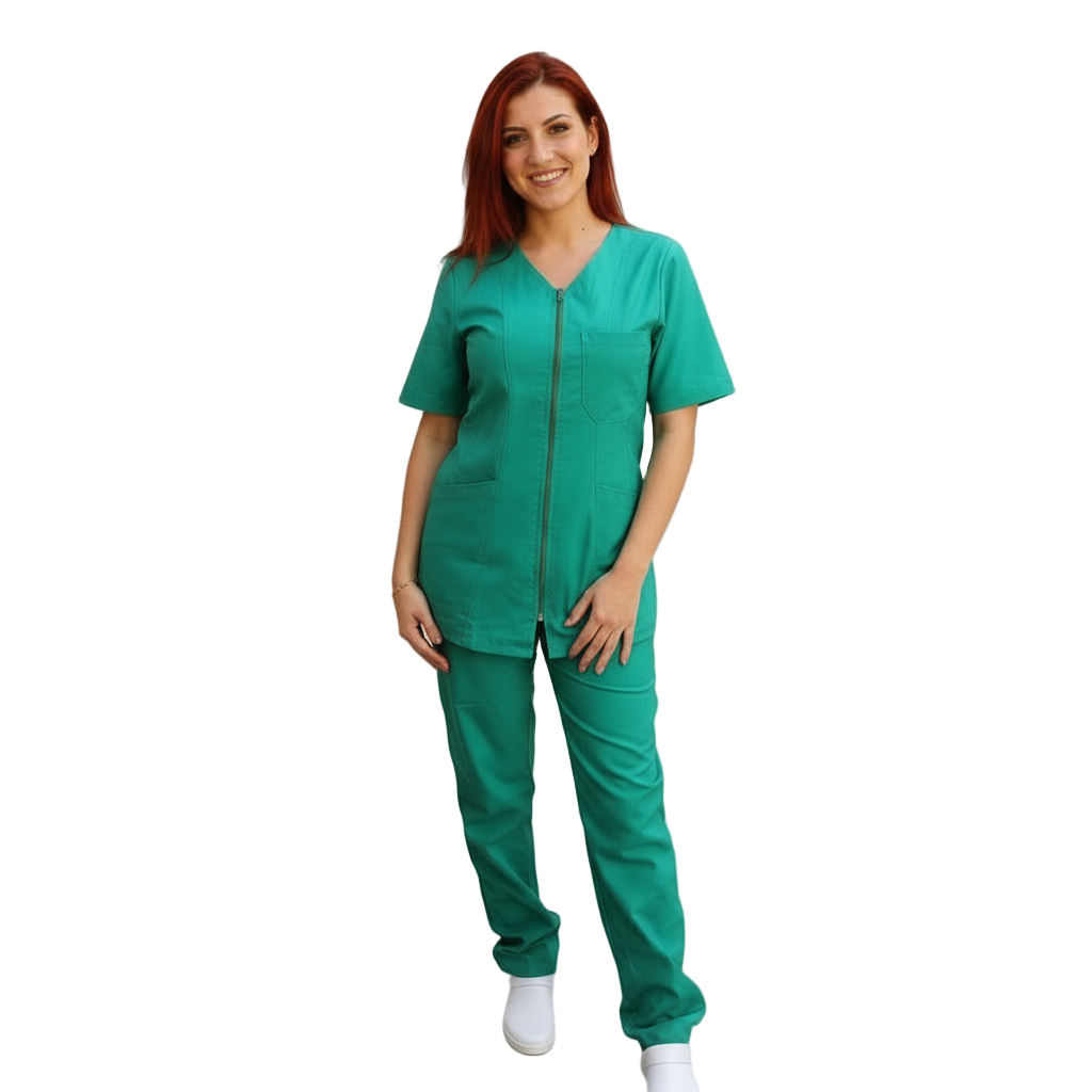 Divisa da lavoro con zip verde cod: 8323
