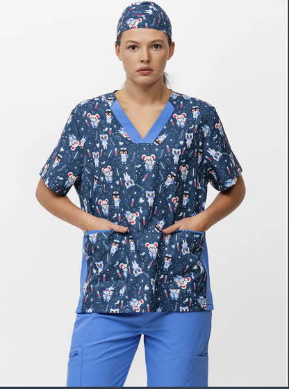 Casacca unisex + bandana con collo a V bicolore con tessuto elasticizzato  cod: 9865