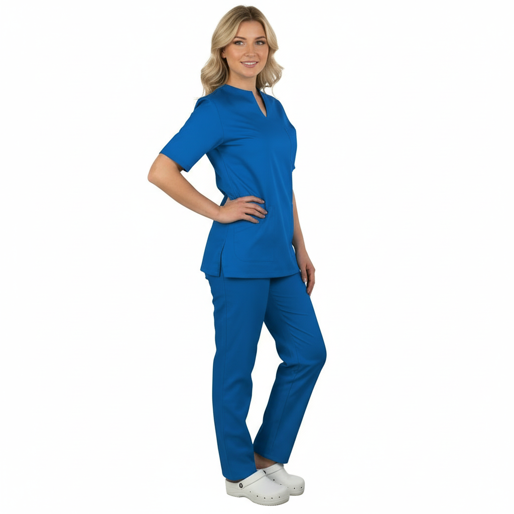 Divisa Sanitaria Donna Scollo a Cuore Blu – 100% Cotone cod 83851