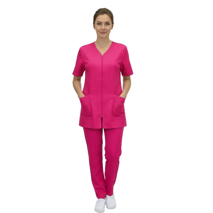 Divisa da lavoro,completa,da donna con zip "Fuchsia" cod: 1507