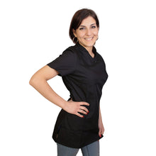 Lade das Bild in den Galerie-Viewer, Camice da lavoro donna,casacca,divisa slim nero mezza manica "mod. Londinese" COD: 6909
