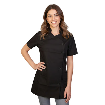 Casacca da Lavoro Donna Slim Fit Nera Mezza Manica - Modello Londinese | Cod. 6909