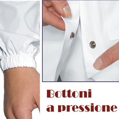 Camice da Laboratorio Donna Bianco – Cotone, Polsini Elastici, Bottoni Automatici | Cod. 0303