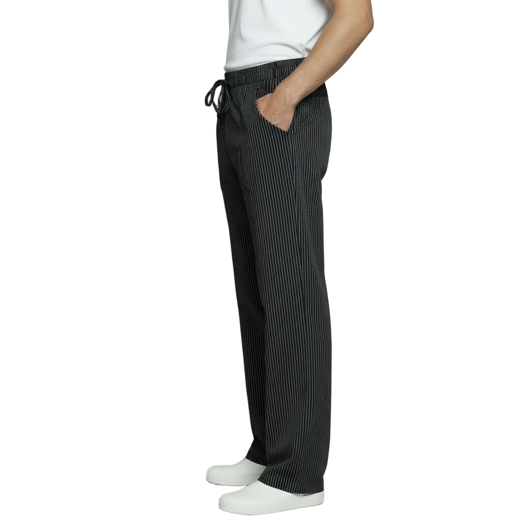 Pantaloni da Cuoco Nero Gessato Regular Fit – Unisex | Cod. 8944