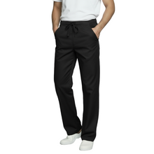 Lade das Bild in den Galerie-Viewer, Pantalone da lavoro nero con laccio ed elastico,unisex cod:7821
