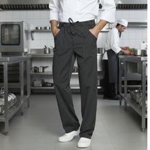 Lade das Bild in den Galerie-Viewer, Pantaloni da cuoco regular-fit "nero gessato" cod:8944
