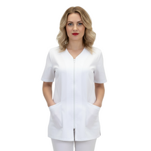 Lade das Bild in den Galerie-Viewer, Camice da lavoro,casacca con zip bianco MM cod: 7043
