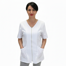 Lade das Bild in den Galerie-Viewer, Camice da lavoro,casacca con zip bianco MM cod: 7043
