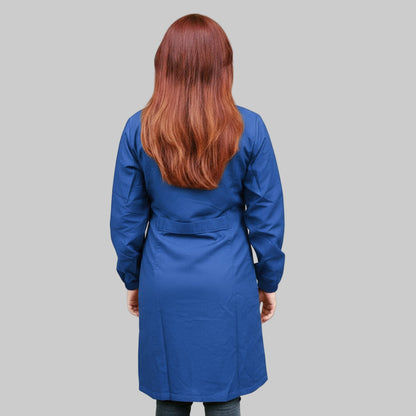 Camice da Lavoro Donna Blu Royal Misto Cotone No-Stiro Manica Lunga - Cod 7104