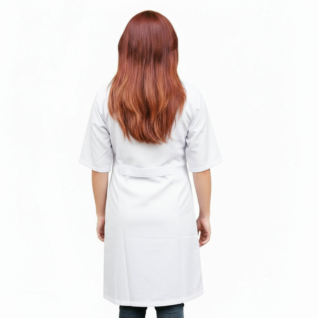 Bata de Trabalho Feminina Branca Manga Curta Não Engomável - Esteticista, Enfermeira, Auxiliar de Ação Médica - Cód 2204