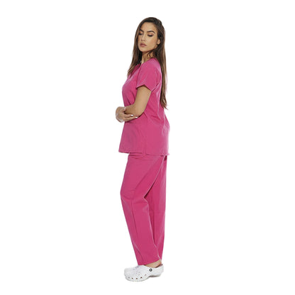 Divisa da lavoro,completa,da donna,scollo  V "Fuchsia" cod: 8347