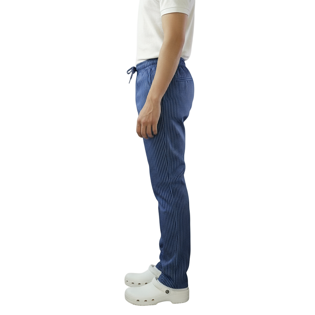 Pantaloni da Cuoco Slim Fit Rigati Blu Royal – Unisex | Cod. 2315