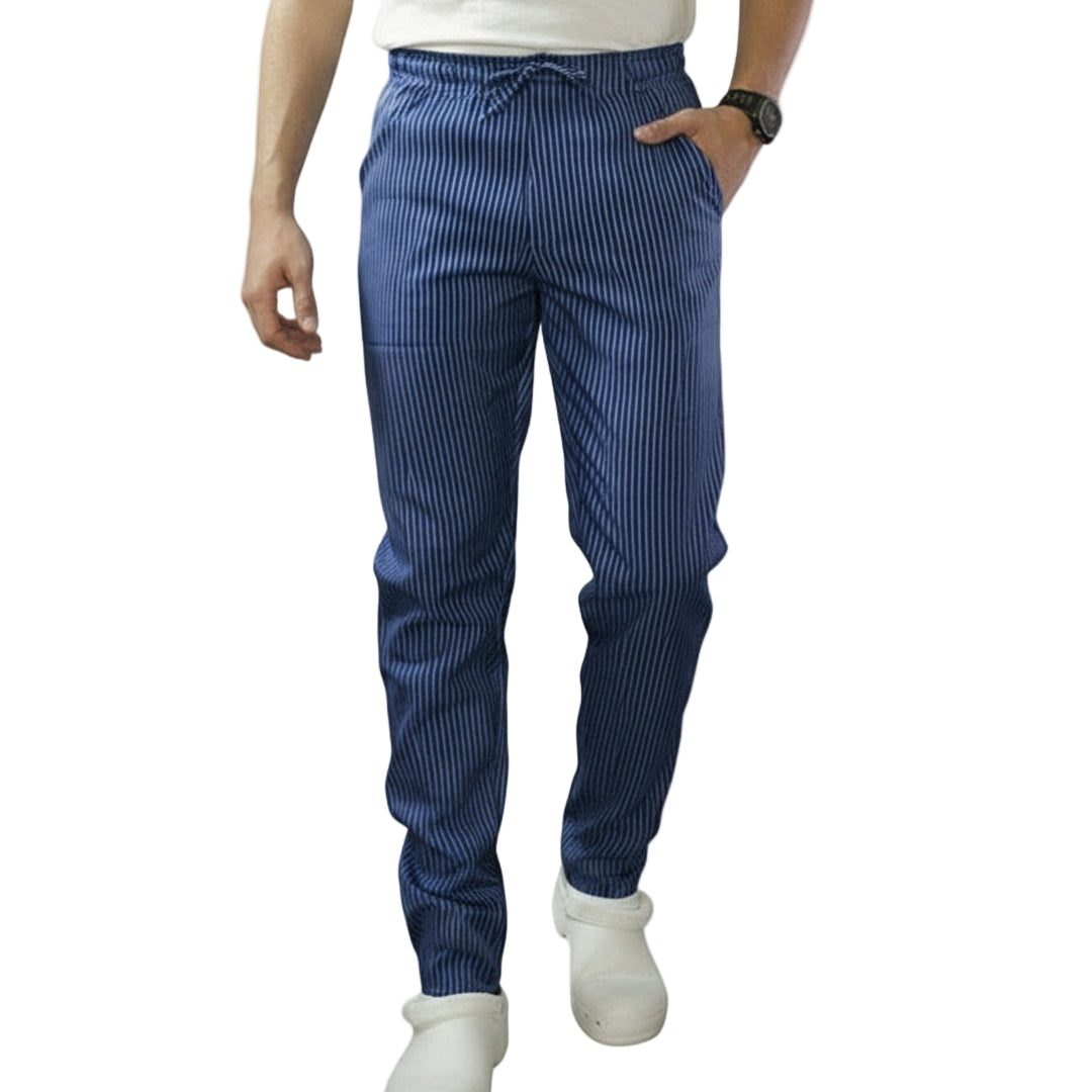 Pantaloni da Cuoco Slim Fit Rigati Blu Royal – Unisex | Cod. 2315