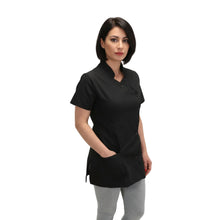 Lade das Bild in den Galerie-Viewer, Camice da lavoro donna,casacca,divisa slim nero mezza manica "mod. Londinese" COD: 6909

