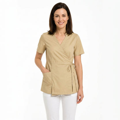 Kimono donna beige per estetista e parrucchiera beige – Cod. 1222