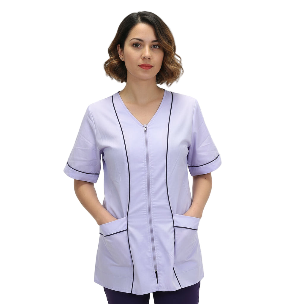Casacca da Lavoro Donna con Zip - Glicine Mezza Manica | Cod. 1506