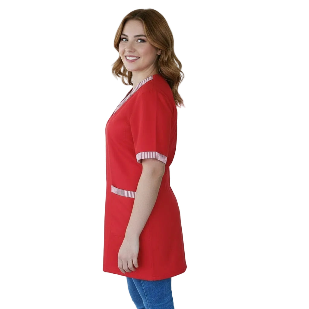 Casacca da Lavoro Donna Mezza Manica Rossa con Profilo – Cod. 7425