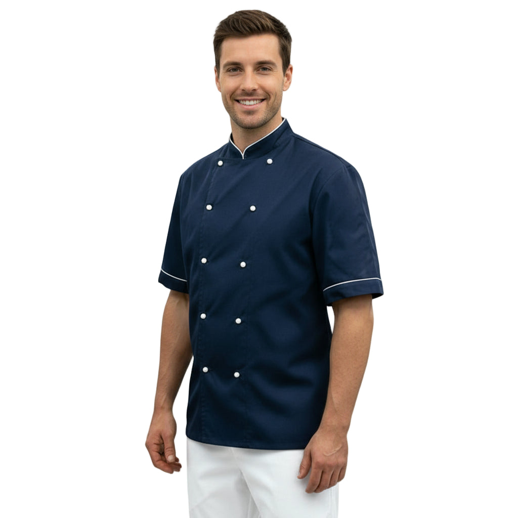 Giacca da Cuoco Blu Scuro 100% Cotone – No-Stiro, Idrorepellente, Made in Italy | Cod. 0928
