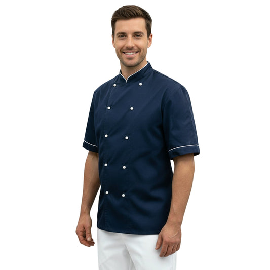 Giacca da Cuoco Blu Scuro 100% Cotone – No-Stiro, Idrorepellente, Made in Italy | Cod. 0928