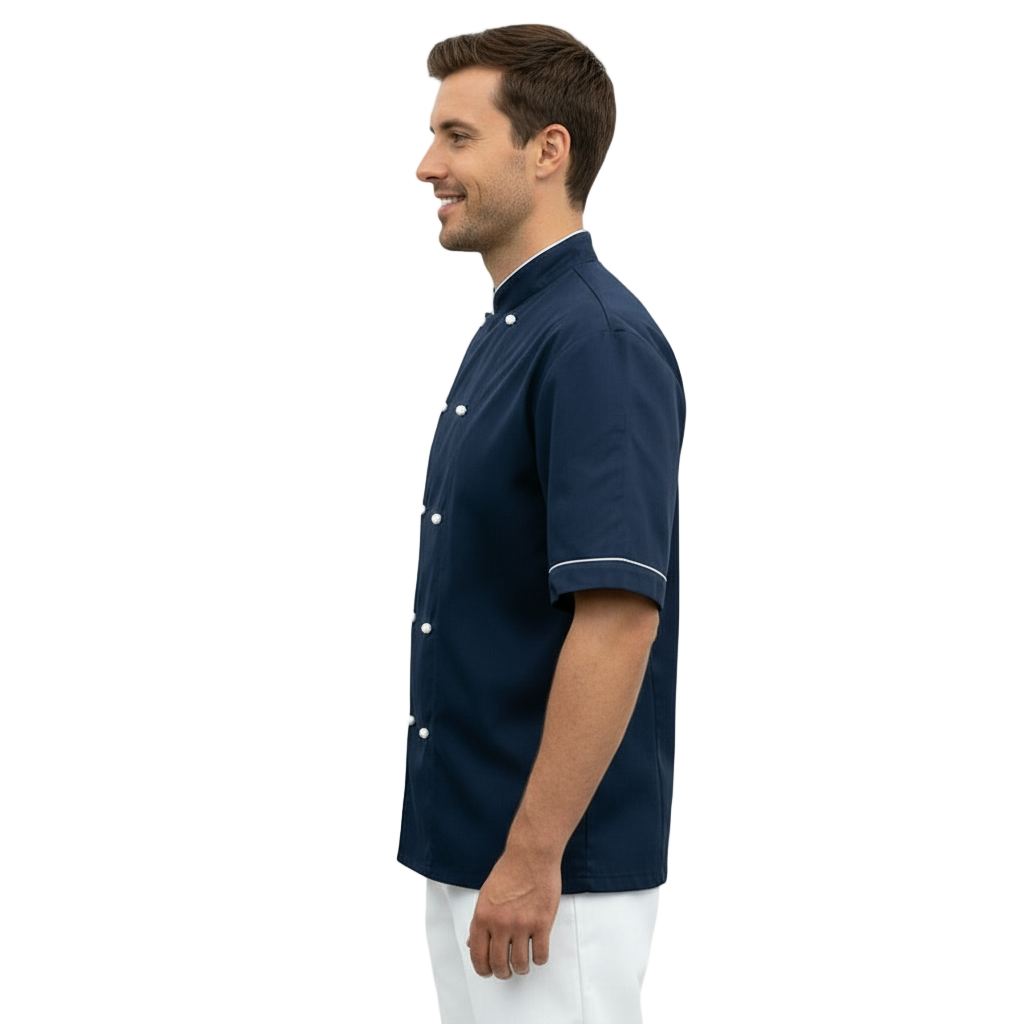 Giacca da Cuoco Blu Scuro 100% Cotone – No-Stiro, Idrorepellente, Made in Italy | Cod. 0928