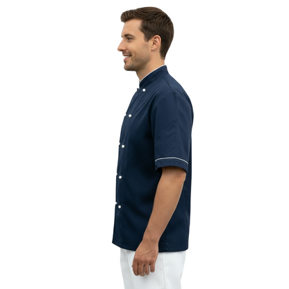Giacca da Cuoco Blu Scuro 100% Cotone – No-Stiro, Idrorepellente, Made in Italy | Cod. 0928