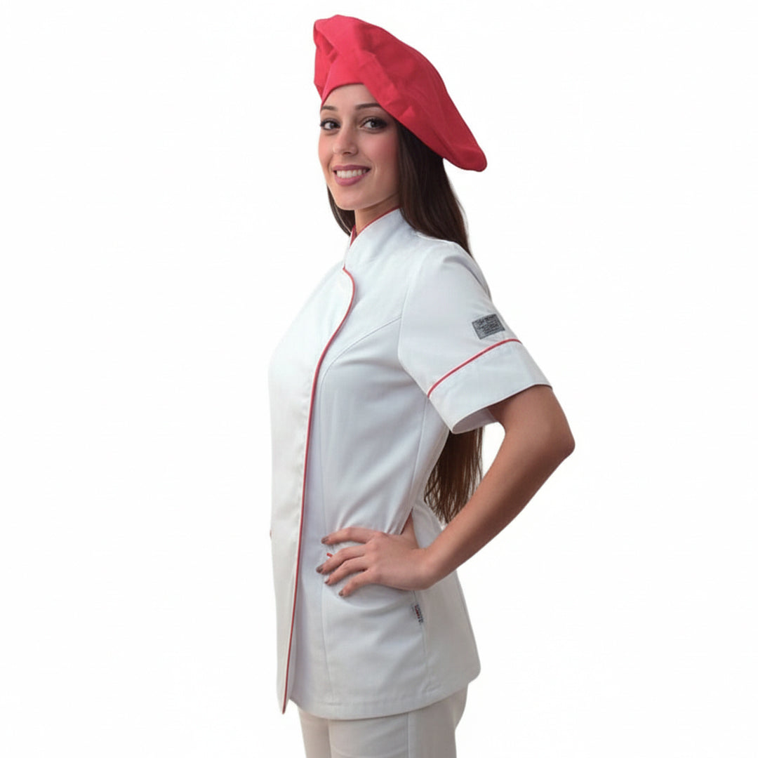 Giacca Chef Donna Sciancrata - Abbottonatura Laterale, Polycotton | Bianco | Cod. 2222
