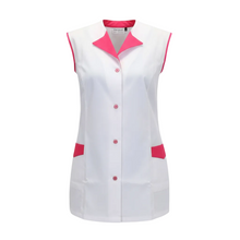 Lade das Bild in den Galerie-Viewer, Casacca,camice da lavoro giromanica, bianco inserto "fuchsia" Cod:7036
