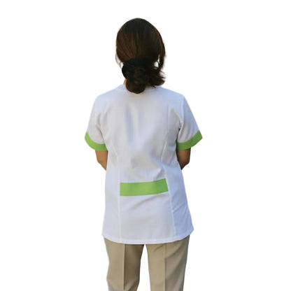 Casacca da Lavoro Donna Modello Beauty – Bianco con Inserto Verde | Cod. 290722
