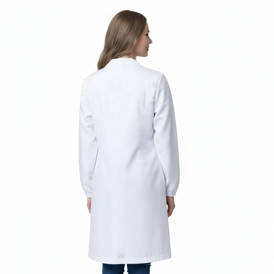 Camice da Laboratorio Donna Bianco – Cotone, Polsini Elastici, Bottoni Automatici | Cod. 0303