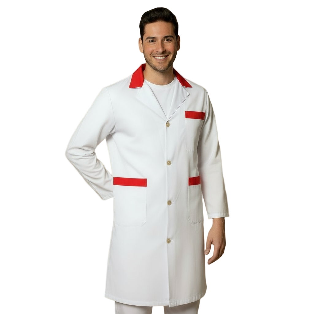 Camice da Lavoro Uomo Bianco con Profilo - Macelleria e Alimentare - Made in Italy Cod 7968