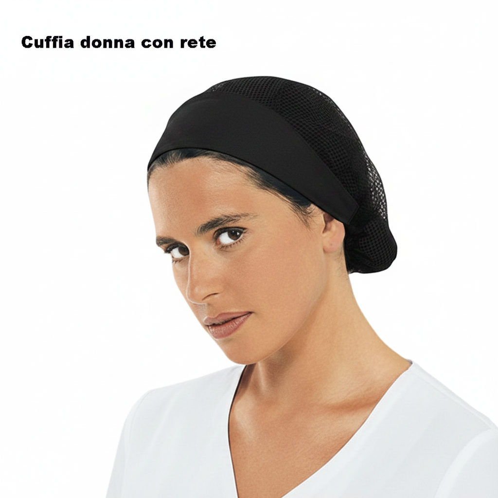 Cuffia da lavoro,copricapo con rete Nero cod 05261