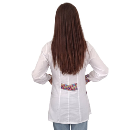 Camice da Lavoro Donna Slim Bianco con Inserto Smile – Manica Lunga | Cod. 1313