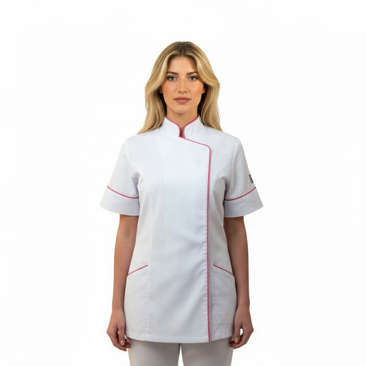 Bata de Trabalho para Mulher Slim Fit Branca – Esteticista, Cabeleireira, Cozinheira | Cód. 15224