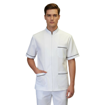 Camice da Lavoro Unisex Bianco con Zip 100% Cotone – 3 Tasche | Laboratorio, Cucina, Sanitario | Cod. 25052