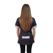 Lade das Bild in den Galerie-Viewer, Casacca da Lavoro Donna Nera Profilo Glicine – Polycotton Made in Italy | Cod. 2401
