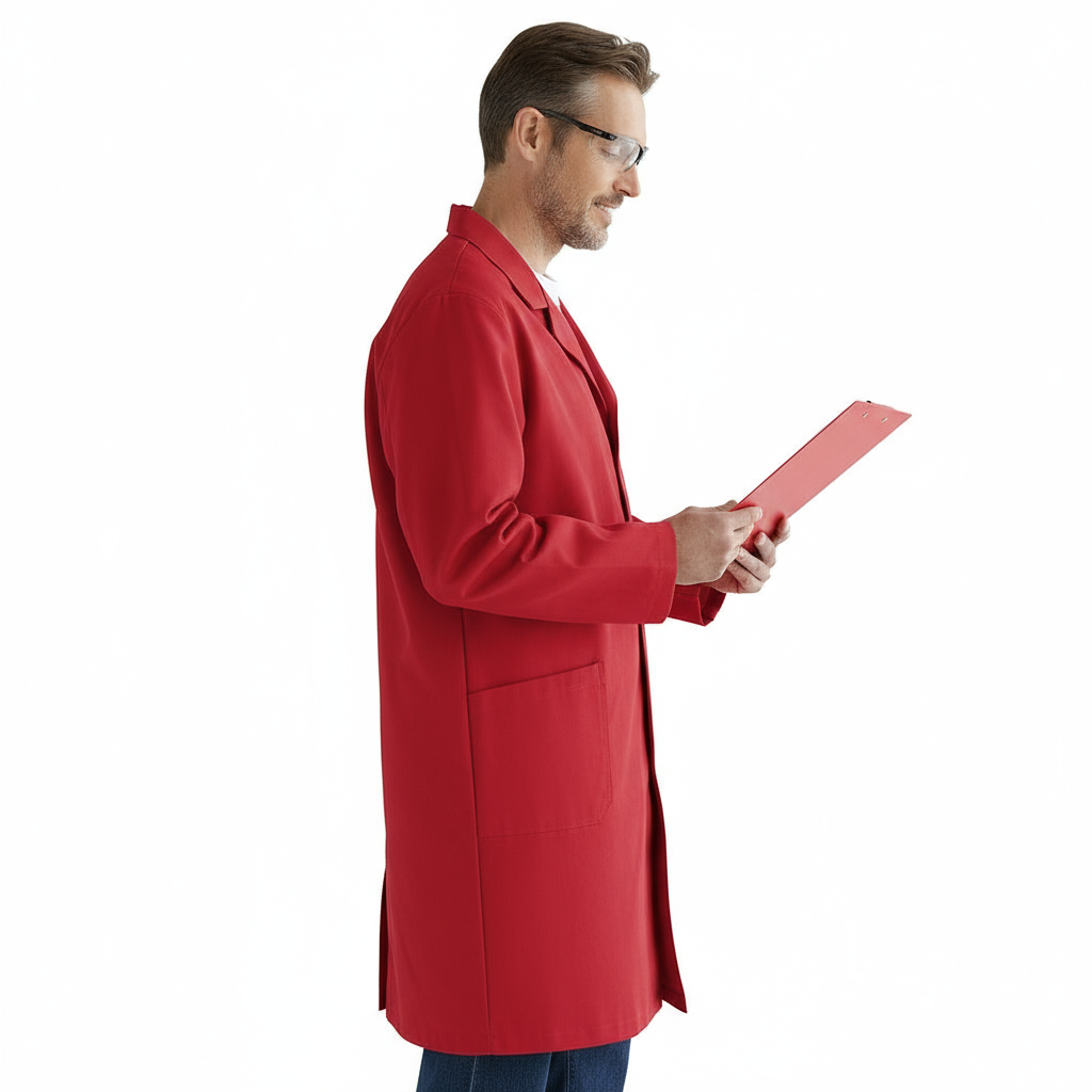 Camice da Lavoro Uomo Rosso - Multiuso, Martingala, 2 Tessuti Disponibili | Cod. 9089