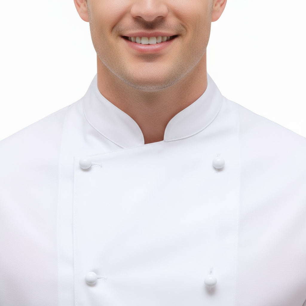 Jaleca de Cozinheiro Master Branca - Manga Comprida, Gola Coreana, Botões Amovíveis | Cód. 7845