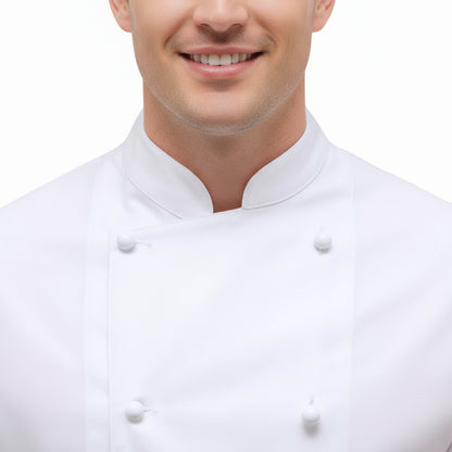 Jaleca de Cozinheiro Master Branca - Manga Comprida, Gola Coreana, Botões Amovíveis | Cód. 7845