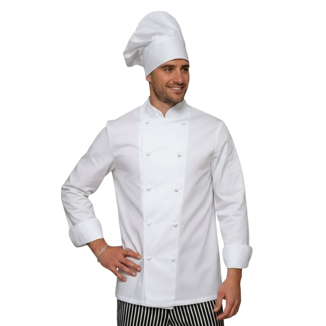 Jaleca de Cozinheiro Master Branca - Manga Comprida, Gola Coreana, Botões Amovíveis | Cód. 7845