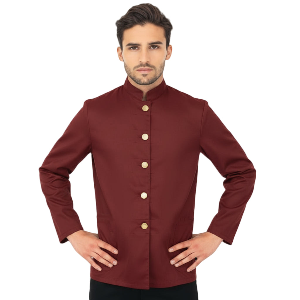 Giacca da Lavoro Uomo Bordeaux – Collo Coreana | Facchino, Bar, Hotel | cod:1618