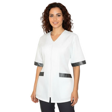 Lade das Bild in den Galerie-Viewer, Camice da lavoro,casacca zip bianco MM con inserto nero Cod: 2707
