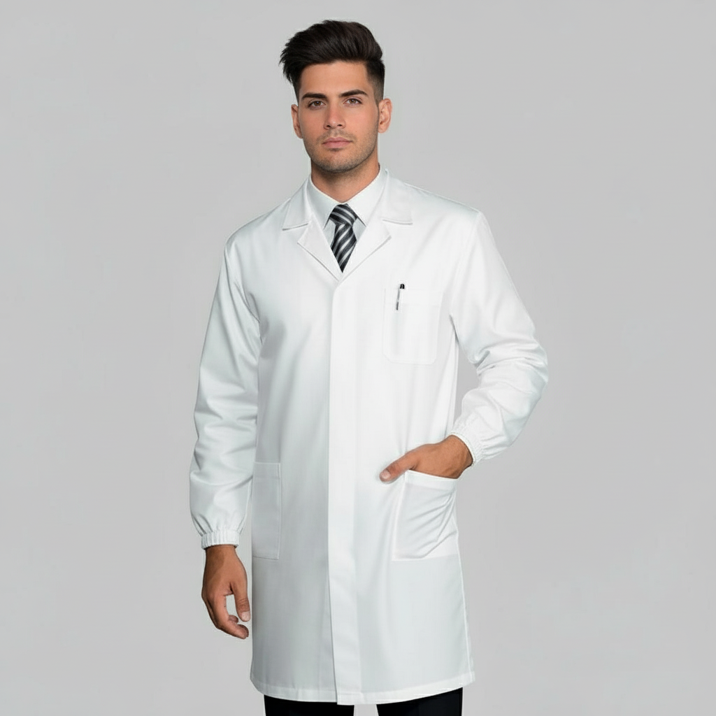 Camice da Laboratorio Uomo 100% Cotone Pesante – Bottoni Automatici, 3 Tasche | Cod. 26922