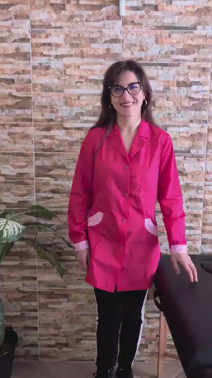 Casacca da Lavoro Donna Slim Fit Fucsia - Modello Antonella Manica Lunga | Cod. 0211