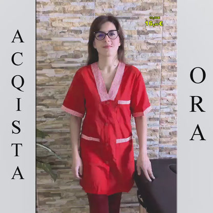 Casacca da Lavoro Donna Mezza Manica Rossa con Profilo – Cod. 7425